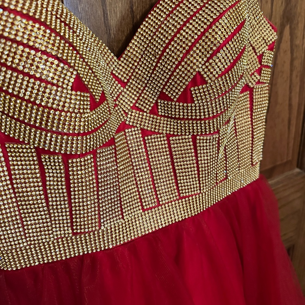 Elegant Red and Gold Dress
